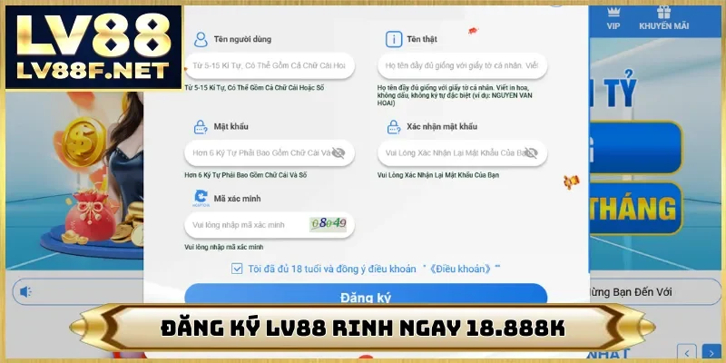 Đăng ký LV88 rinh ngay 18.888K