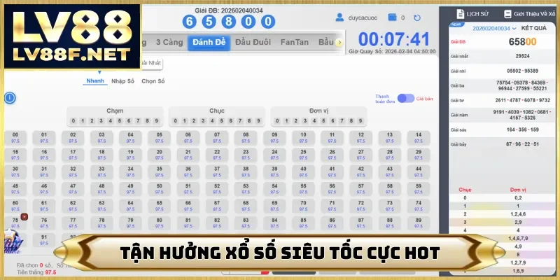 Tận hưởng xổ số siêu tốc cực hot
